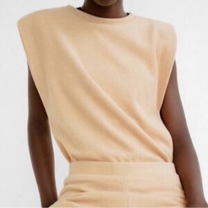 Zara Sleeveless Muscle Sweater Light Camel SZ M